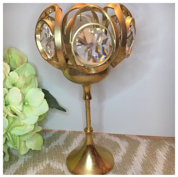 Weinfurtner Accents Weinfurtner 24k Gold Crystal Candleholder